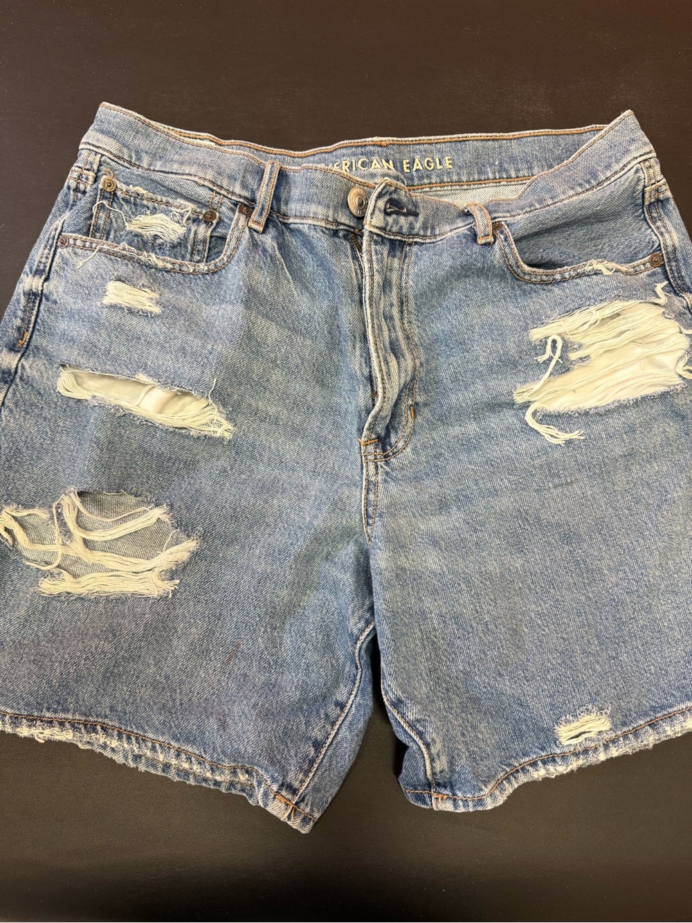 American Eagle Outfitters Light Wash Ripped Denim Shorts